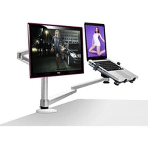 Aluminum OA-7X Multimedia monitor desktop mount LCD desk Holder+ Laptop table Holder Stand full motion rotate notebook 10-15"