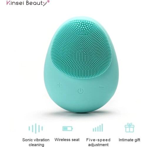 Electric Silicone Facial Cleansing Brush Sonic Vibration Face Washing Brush Facial Massage Wireless Facial Cleansing Brush