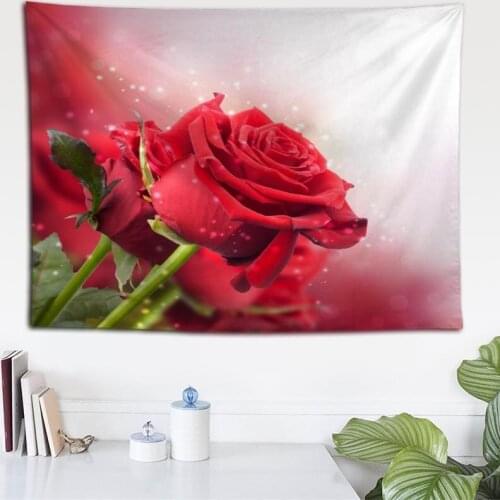 Background Fabric Valance Tapestry Wall Hanging Custom Colorful Roses Bedroom Living Room Blanket Yoga Beach Towel Tablecloth