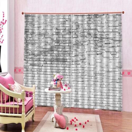 HD Custom Retro Style Brick Modern Curtain Multi Sizes Digital Print For Living room bedroom Blackout Window Drapes Decor Sets