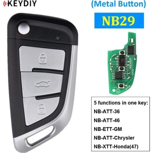 KEYDIY Multi-functional NB29 Metal Button Remote Control Car Key KD Remote for KD900 KD900+ URG200 KD-X2 5 Functions In One Key