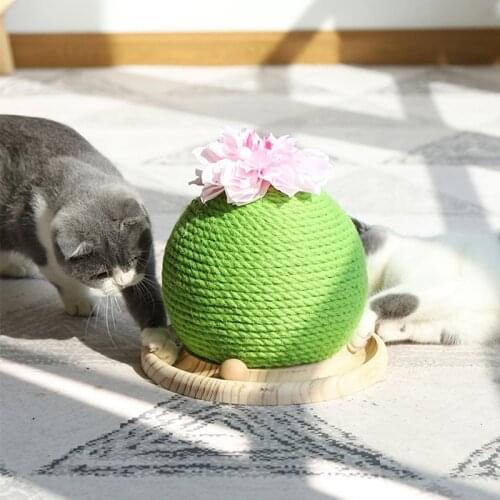Cat Scratching Board Cat Toys Wooden Bottom Plate Straw Claw Ball Kitten Cactuses Climbing Frame Pet Cat Toys