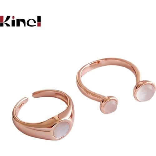Kinel Rose Gold Rings Wedding Engagement 925 Sterling Silver Ring Open Adjustable Fashion Bijoux For Woman Jewelry