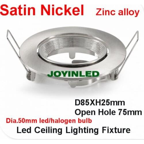 8pcs/lot Round satin nickel ceiling fixtures Gu10 fitting frame LED downlight for home kitchen