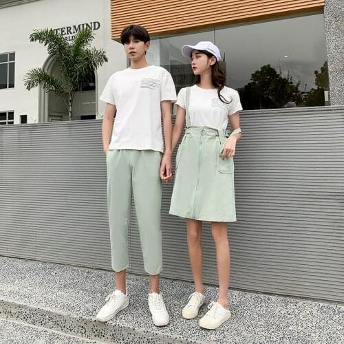 2021 summer new couples wear women suspenders skirt men T - shirt suit couples clothes couples clothing