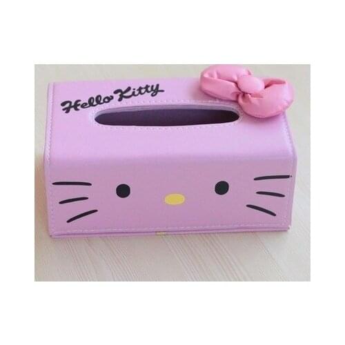 Cute Cartoon Rectangular PU Leather Paper Box Tissue Box Cover Dispenser Tissue Cover Desk Table Toilet Paper Holder