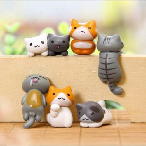 Cute 6 Piece Miniature Fairy Garden Cat Ornament Mini Garden Animal Props Decor Flowerpot Decor Home Decoration