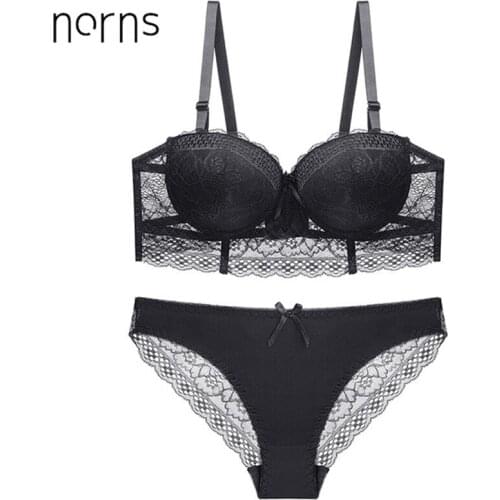 Norns brief sets solid Women Bra Set lace Underwear Sets Sexy Lace Brief Push Up Half Cup bra Comfortable Women Underwear