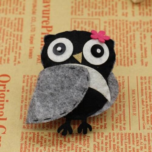 New Children Cotton Fabric Cartoon Owl Brooch Pins Fashion Jewelry Wholesale Bijoux Chirsmas Gift Kids Accessories
