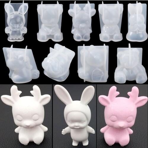 Transparent Unicorn Silicone Epoxy Resin Molds Geometry Bear Rabbit Mould Animal Aromatherapy Candle Making Form Decoration Tool