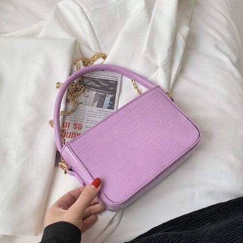 Stone Pattern PU Leather Tote Crossbody Bags with Short Handles for Women 2021 Luxury Mini Chain Shoulder Handbags Ladies