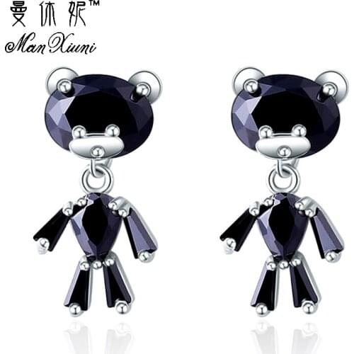 2020 New Brincos Gold Silver Color Black Colors pendientes Bear Jewelry Animal Stud Earrings Fashion Jewelry Party Accessories