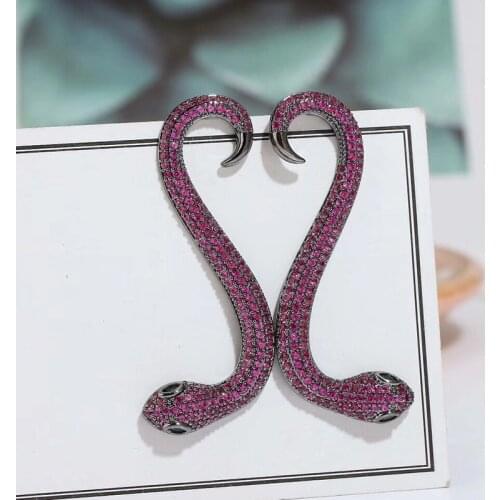 European And American Fashion Exaggerated Exquisite Snake-Shaped Earrings Luxury Zircon Inlaid Earrings Womens Luxury Jewelry