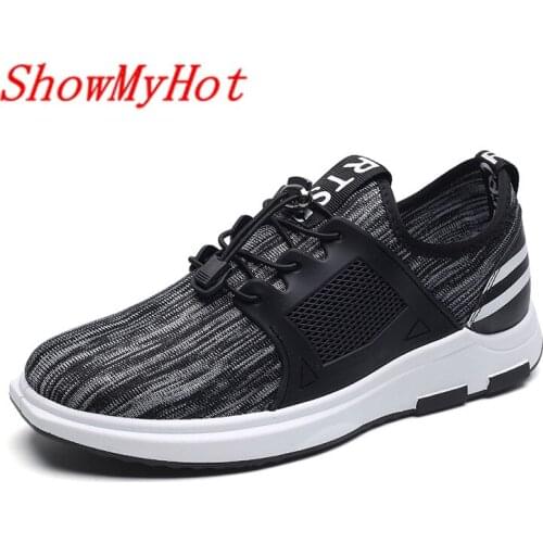ShowMyHot design mens Trainers Breathable Light Soft Flats shoes fly weave breathable mesh canvas shoes Loafers Deportivas