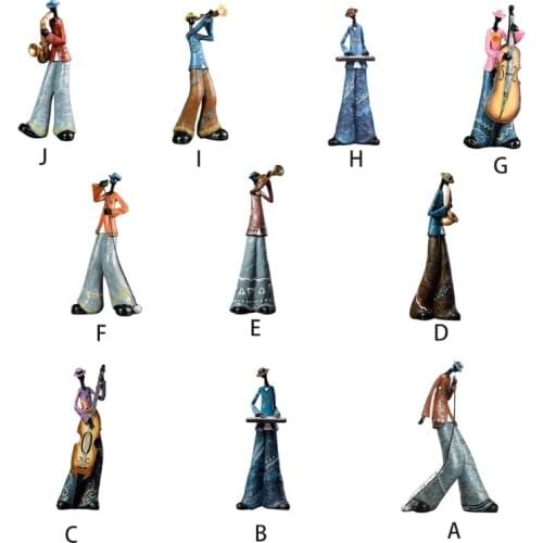 Jazz Band Resin Statue American Style Vintage Musicians Sculpture Figurine Decor