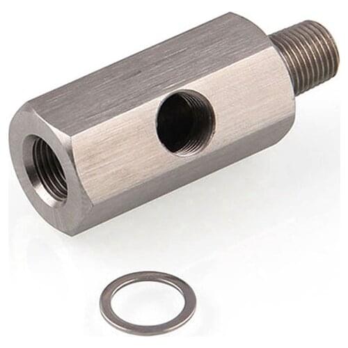 Stainless Steel 1/8" NPT Female Thread To M12X1.5 Oil Pressure Sensor Feed Line Instrument Tee Adapter Connector