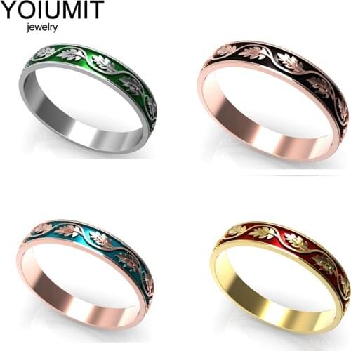Yoiumit New Fashion Vintage Rings For Women Colorful Enamel Flower Finger Ring Lovers Wedding Jewelry Engagement Gifts