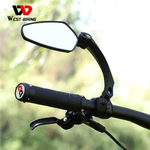 WEST BIKING Universal Bicycle Rear View Mirror HD Wide Range Adjustable Cycling Handlebar Reflector MTB Road Bike Scooter Mirror