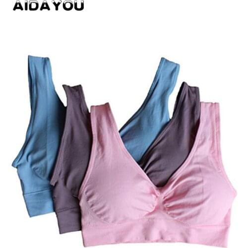 Womens Sports Bra Removable Pads 3-Pack Seamless Wireless Maternity Cotton Bra Training Cup Sexy Pink White ouc034