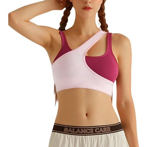 Women Sports Bra Sexy Yoga Tank Fake Two Pieces Color Matching Crop Top Push Up Athletic Vest Gym Girls Fitness Shirt Sportswear