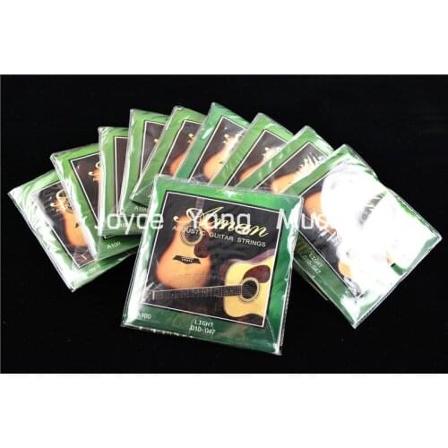 10 Sets of Aman A100 Acoustic Guitar Strings 1st-6th Steel Strings 010-047 Light Gauge Free Shipping