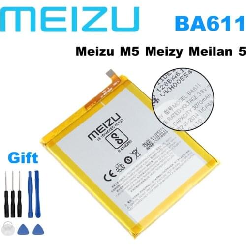 Meizu 100% Original 3070mAh BA611 Battery For Meizu M5 Meizy Meilan 5 Phone Lastest Produce High Quality Battery+Free tools