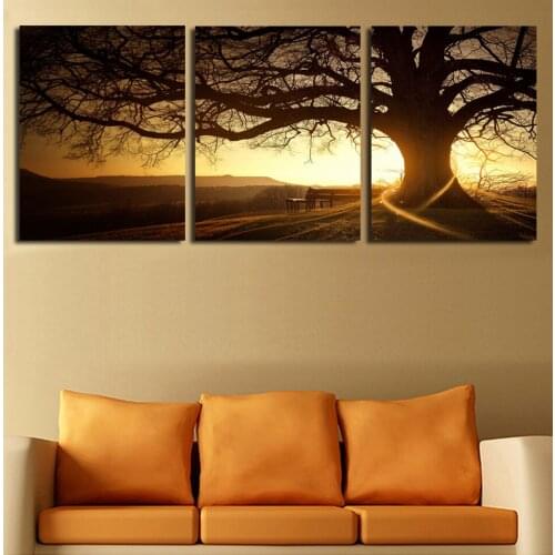 3 Panel Modern Printed Tree Painting Picture Cuadros Sunset Canvas Painting Wall Art Home Decor For Living Room No Frame F035