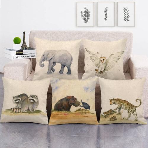 45cm*45cm African wildlife design linen/cotton throw pillow covers couch cushion cover home decor pillow