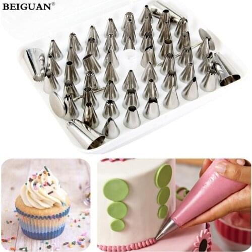 52pcs Cake Piping Nozzles Pastry icing flower tips cake Stainless Steel Butter Cream Decorating Mouth Nozzles Bakeware