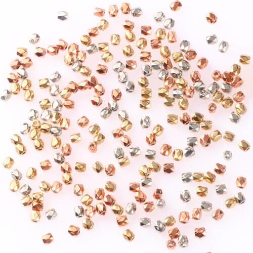 500pcs/lot 2.5x3.5mm Gold Silver Color CCB Spacer Beads Faceted Cylinder Shape Beads DIY Jewelry Making Findings Charm Beads