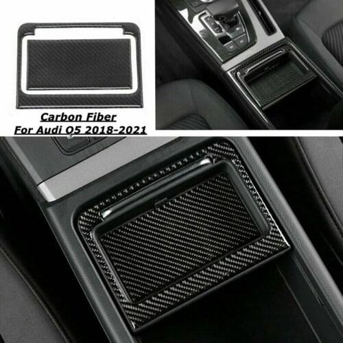 For Q5 2018-2021 Real Carbon Fiber Central Console Storage Box Panel Trim
