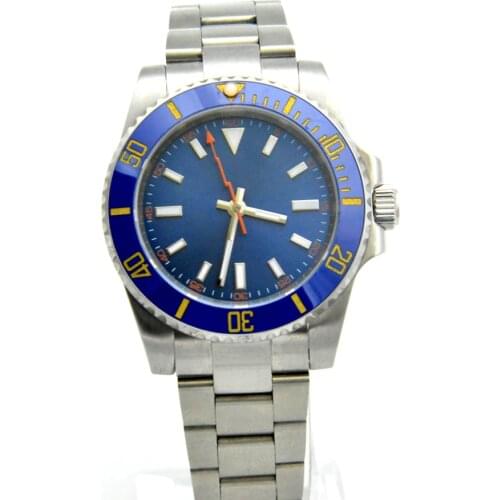 Casual 40mm Blue Sterile Dial Date Mens Automatic Mechanical Watch Rotating Ceramic Bezel Stainless Steel Case Automatic Watch