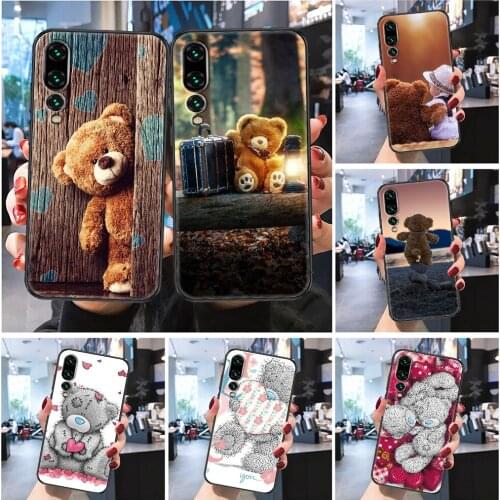 Teddy bear Lovely Phone case For Huawei Honor 6 7 8 9 10 10i 20 A C X Lite Pro Play Frosted black soft bumper luxury Etui art