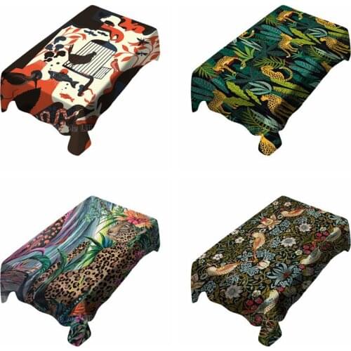 Flower And Bird Pattern Artsy Home Natural Simple Rectangle Washable Tablecloth Decorate High Quality Polyester Fiber