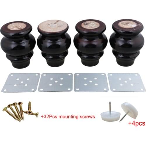 4pcs 8cm Height Solid Wooden Gourd Shaped Furniture Legs Sofa Bench Chair Closet Cabinet Feet Couch Dresser Armchair foot