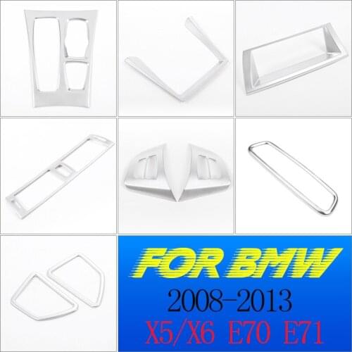 For BMW X5 E70 X6 E71 2008-2013 ABS Silver Car Central Control Interior Trim Strip Frame Cover Trim Strips Car Accessories