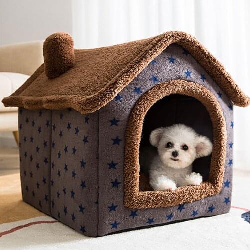 Dog House Pet Bed Winter Warm Cave Nest Foldable Puppy Sleeping Bed Pet Sofa Supplies For Cats Dogs All Seasons Universal