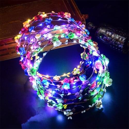 DoreenBeads Christmas Hair Headband For Women Girl Jewelry Romantic Colorful LIghting Flower Charms Gift Accessories, 1 Piece