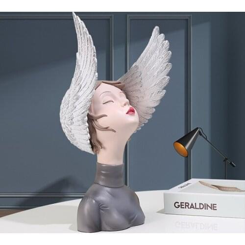 EUROPEAN RESIN WING GIRL STATUE ORNAMENTS HOME LIVINGROOM TABLE FIGURINES CRAFTS OFFICE DESKTOP SCULPTURE ACCESSORIES DECORATION