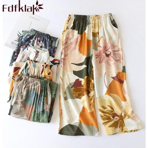 Fdfklak Summer Womens Clothing Pijama Pants Cotton Pajama Pants Women New Print Lounge Trousers Sleep Wear Womens Bottoms
