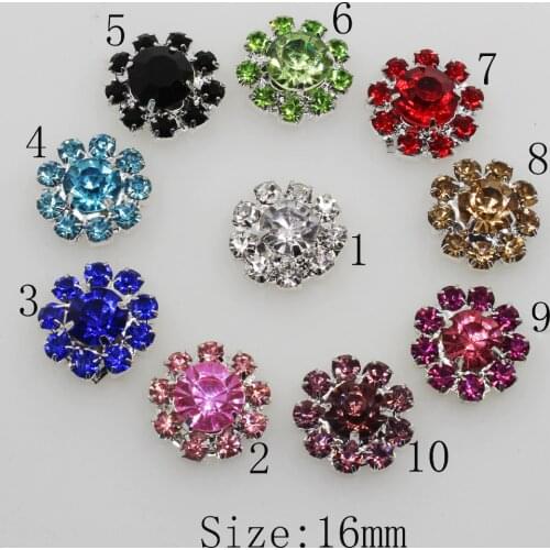 Hot Sale 10Pcs/ Pack 16mm Round Rhinestoen Buttons Clothing Metal Brass Button DIY Craft Supplies Wedding Decoration Wholesale