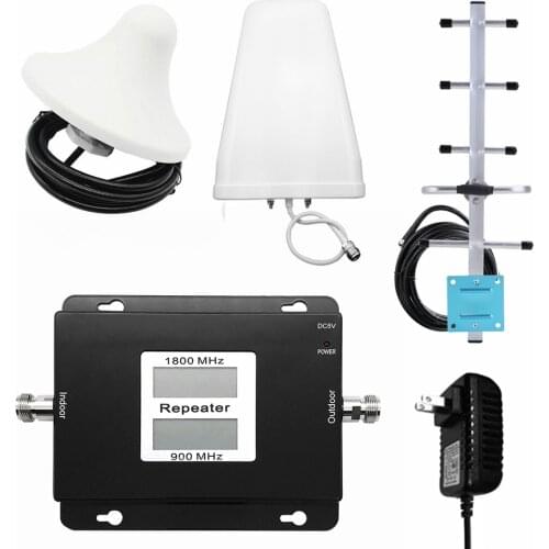 GSM/DCS 900/1800MHz 2G/4G Dual Band Dual LCD Display Mobile Phone Signal Booster Cell Phone Signal Repeater Signal Amplifier Set