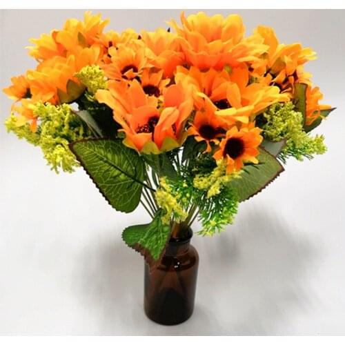 22Head Artificial sunflower flowers sun flower fake artificial flowers bunch wedding artificial flowers home hotel office decor