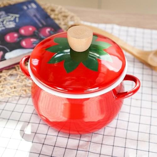 Japanese porcelain enamel soup rice pot thickened with cover tomato stewpot with fried net breakfast milk pan saucepan
