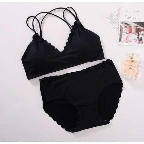 Sexy Women Bra Panties Set Glossy Seamless Crop Top Bra Push Up Bralette Wireless Underwear Set Female Japanese Lingerie Set