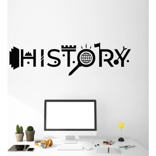 Creative Lettering History Wall Decal Study Teen Room Wall Stickers Classroom Decoration Living Room Bedroom Home Decor