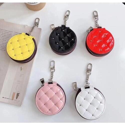Rivet Round PU Leather Headphones Case For Airpods 1 2 Luxury Lattice Protective Earphone Cover For Airpods 3 Pro Universal Box