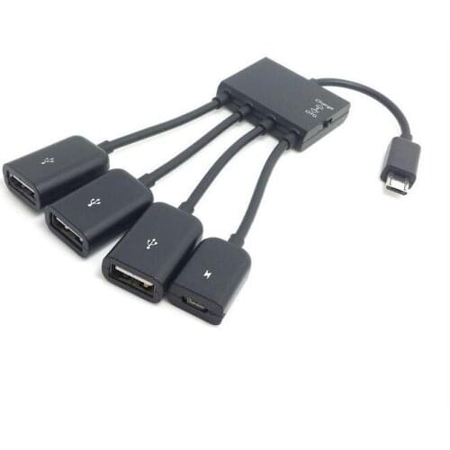 LBSC Universal Black 4 Ports Micro USB Power Charging OTG HUB Cable for Android Cell phones