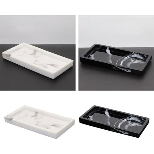 Nordic Imitation Marble Resin Tray Bathroom Storage Tray Rectangular Jewelry Storage Tray Kithen Tray Dish Dispenser Luxury Tiss