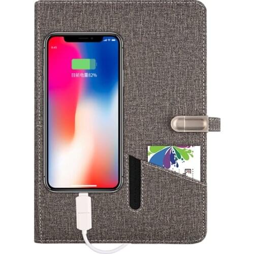 Reusable Front Pocket Smart Book 16GB Flash Drive Wireless Charging Power bank Notebook with Wrinting Pad